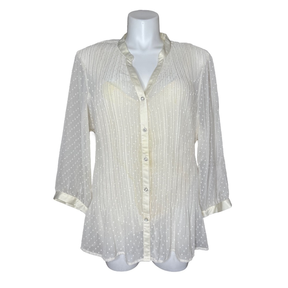 Lane Bryant Sheer Cream Pleated Blouse size 22/24